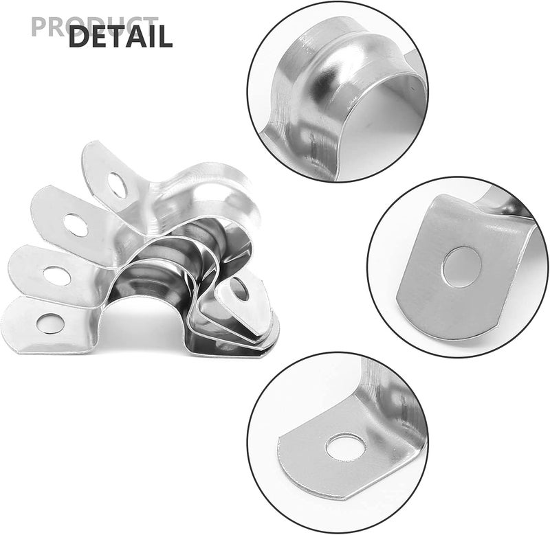Jersvimc 30Pcs 1/2 Inch Stainless Steel Conduit Clamps, Two Hole Strap U Bracket Rigid Pipe Strap Metal U Clamp Conduit Strap Tension Clips U-tube Clamp Heavy Duty - Image 3